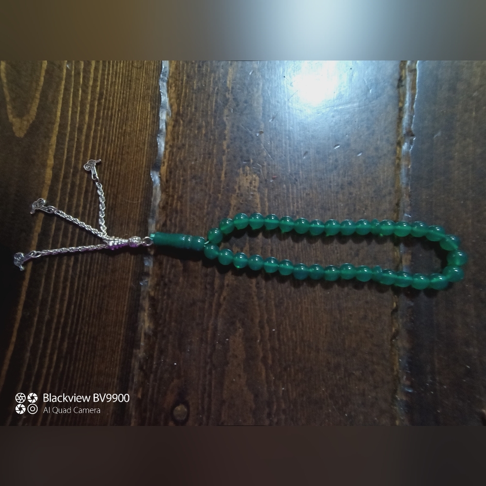 Jade And Silver Beaded Rosary